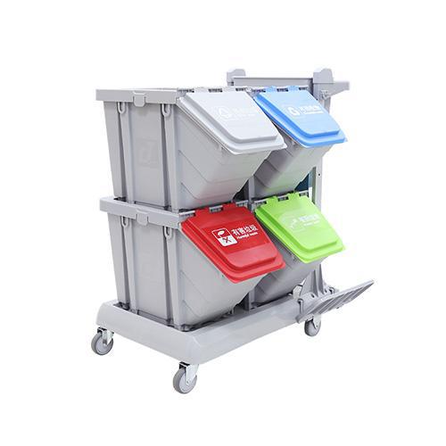 靈動(dòng)型分類收納系統(tǒng)清潔車，配工具袋、4個(gè)25公升分類箱 JD T4100