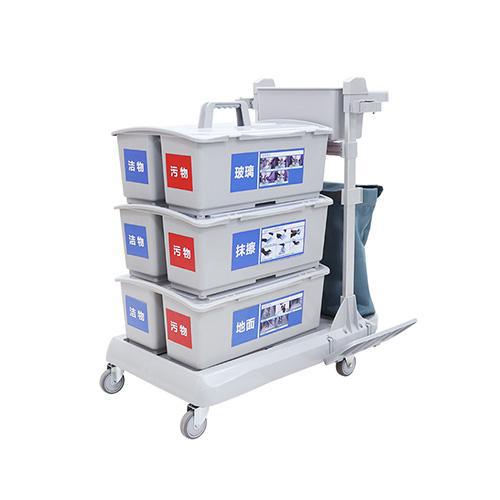 靈動(dòng)型平推系統(tǒng)清潔車 配垃圾袋、3個(gè)含標(biāo)貼雙格桶 JD R323